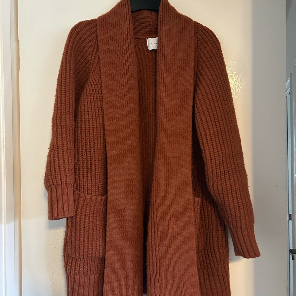 Lush Brown Chunky Knit Cardigan Sweater